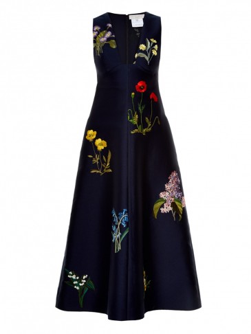STELLA MCCARTNEY Kaitlyn botanical-embroidered duchess-satin dress – as worn by Emma Willis on the red carpet at the National Television Awards in London, 20 January 2016. Celebrity fashion | star style | designer clothing | floral dresses | what celebrities wear