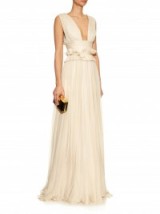 MARIA LUCIA HOHAN Kamalame nude silk-mousseline gown ~ designer gowns ~ glamorous designs ~ evening glamour ~ occasion wear ~ plunge front neckline ~ feel special