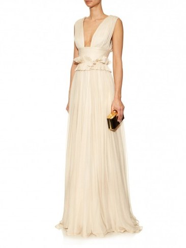 MARIA LUCIA HOHAN Kamalame nude silk-mousseline gown ~ designer gowns ~ glamorous designs ~ evening glamour ~ occasion wear ~ plunge front neckline ~ feel special - flipped