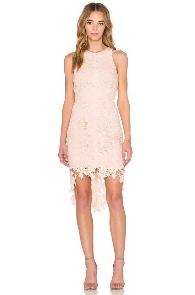 keepsake x revolve I Will Wait Dress champagne pink – lace asymmetric dresses – party fashion – occasion wear - flipped