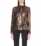 LANVIN Leopard-print silk-blend blouse – designer fashion – animal prints – printed blouses – ruffled neck – metallic style – luxury tops