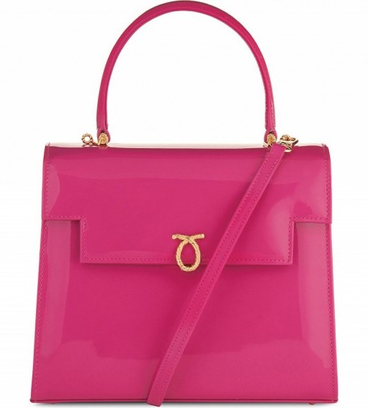 LAUNER Traviata patent-leather tote magenta – deep pink handbags – designer bags – chic accessories - flipped