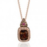 Le Vian 14ct Strawberry Gold diamond and quartz pendant ~ bling pendants ~ diamonds ~ jewels ~ pink sapphires ~ jewellery