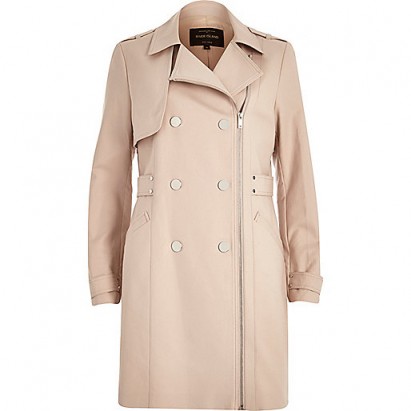 River Island Light pink smart zip-up mac coat. Winter fashion – rain coats – fashionable macs