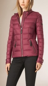 Burberry lightweight down filled fitted jacket in garnet pink ~ winter fashion ~ quilted jackets ~ casual luxe ~ designer outerwear ~ warm coats
