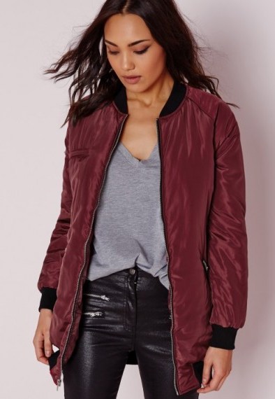 Missguided longline padded bomber jacket burgundy. Winter jackets ~ casual fashion ~ luxe style - flipped