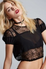 Love, Courtney by Nasty Gal Burn Black Lace Crop Top ~ sheer tops ~ cropped fashion ~ Nasty Gal X Courtney Love