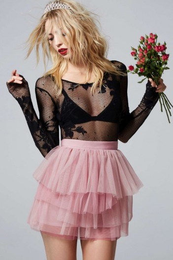 Love, Courtney by Nasty Gal Celebrity Skin Lace Bodysuit ~ Nasty Gal X Courtney Love ~ sheer black bodysuits ~ fashion ~ floral lace - flipped