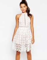 Love Triangle High Neck Midi Dress. White party dresses – cut out style – occasion wear – going out fashion – feminine look