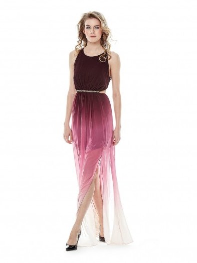 Marciano Long degrade Dress – purple ombre – semi sheer occasion gowns – maxi dresses - flipped