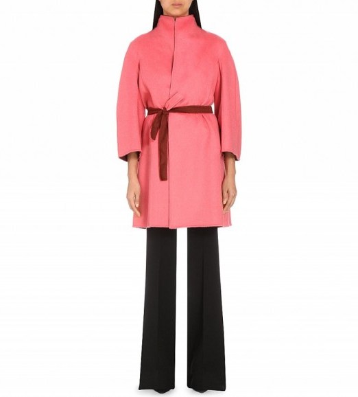 MAX MARA Lazio reversible cashmere wrap coat coral / rust – pink coats – designer fashion – luxury outerwear - flipped