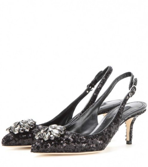 sequin & crystal embellished slingback pumps #bling #dolce&gabbana #sparkle #blingshoes - flipped