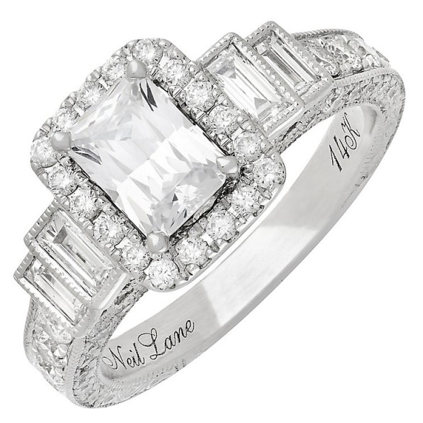 Neil Lane 14ct White Gold 2.09ct Diamond Halo Ring ~ bling rings ~ jewellery ~ jewels ~ make a statement ~ diamonds