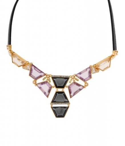Henri Bendel Jewelry On The Rocks Crystal Collar with Cubic Zirconia and sugar glass stones. Fashion jewellery | statement collars | purple tone necklaces - flipped