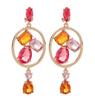 Oscar De La Renta Kelly Multi Crystal Drop Earrings ~ bling designer jewellery ~ make a statement ~ coloured crystals - flipped