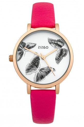 OASIS Pink Butterfly Dial Watch ~ ladies watches ~ womens accessories ~ feminine style ~ girly - flipped