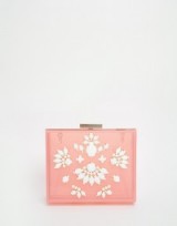 Skinnydip Occasion Box Clutch Bag in Pastel Pink – hard case occasion bags – evening accessories – semi transparent