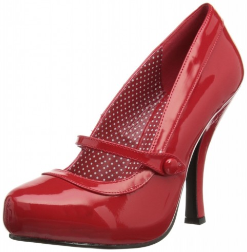 Pinup Couture red patent Mary Jane pumps. Retro style Mary Janes ~ vintage look shoes ~ high heels