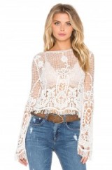 RAGA The Dylan Top IN white. Crochet tops | sheer blouses | fringe fashion