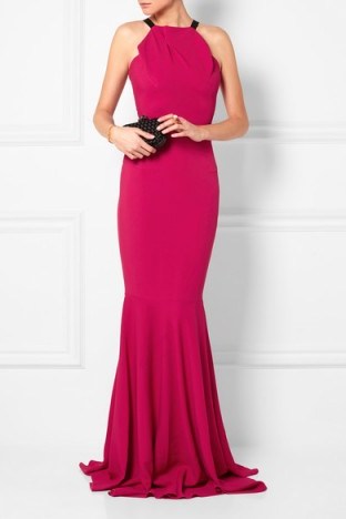 ROLAND MOURET Levitha grosgrain-trimmed stretch-crepe gown ~ designer gowns ~ fishtail hem ~ occasion wear ~ glamorous designs ~ evening glamour - flipped