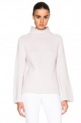 Effortless style…SALLY LAPOINTE CASHMERE TURTLENECK in petal. Designer knitwear | luxury sweaters | high neck jumpers | knitted fashion