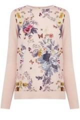 OASIS Savage Beauty Woven Front Top pink ~ flower printed tops ~ sweaters ~ butterflies ~ feminine jumpers ~ style