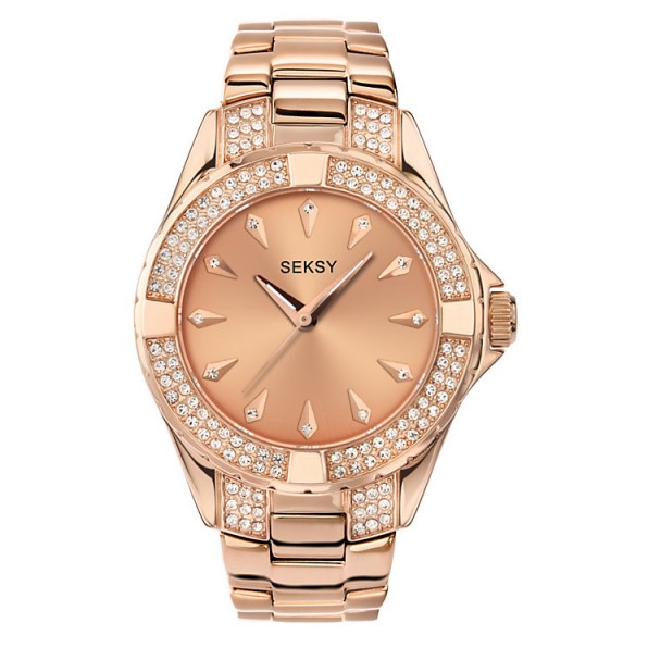 womens rose stone set bracelet watch #bling #blingwatches #crystalwatches #seksy #accessories #sekonda