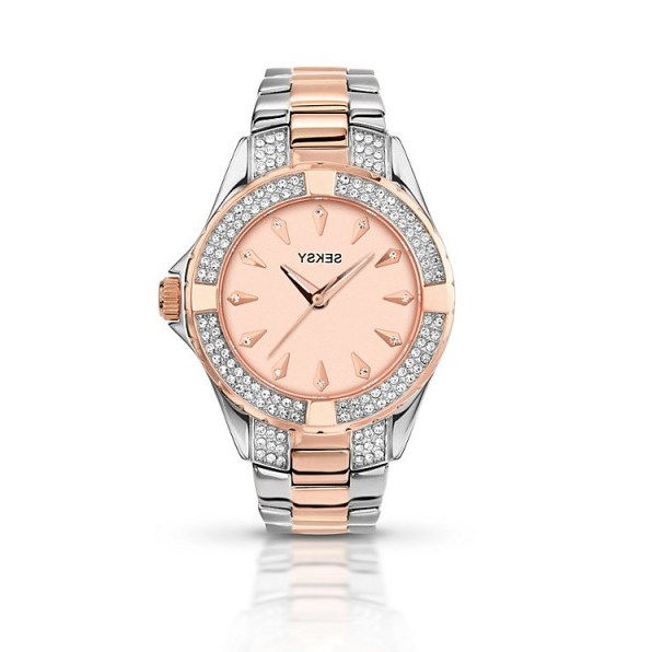 ladies stone set two tone bracelet watch #bling #blingwatches #womenswatches #accessories #crystals - flipped