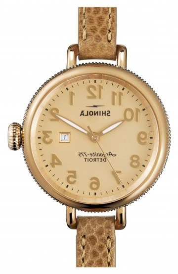 Shinola ‘The Birdy’ Leather Strap Watch tan / gold ~ luxe style ~ ladies luxury accessories ~ womens watches - flipped