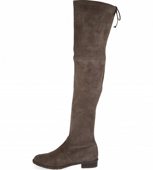 Lowland grey suede thigh high boots – Stuart Weitzman – winter fashion - flipped