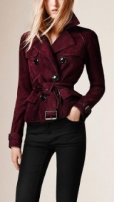 Suede trench jacket in elderberry ~ Burberry jackets ~ designer outerwear ~ casual luxe ~ chic style