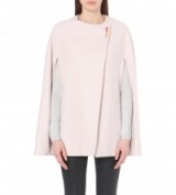 TED BAKER Vickiye overlaying wool-blend cape baby pink – stylish capes – pale pink jackets