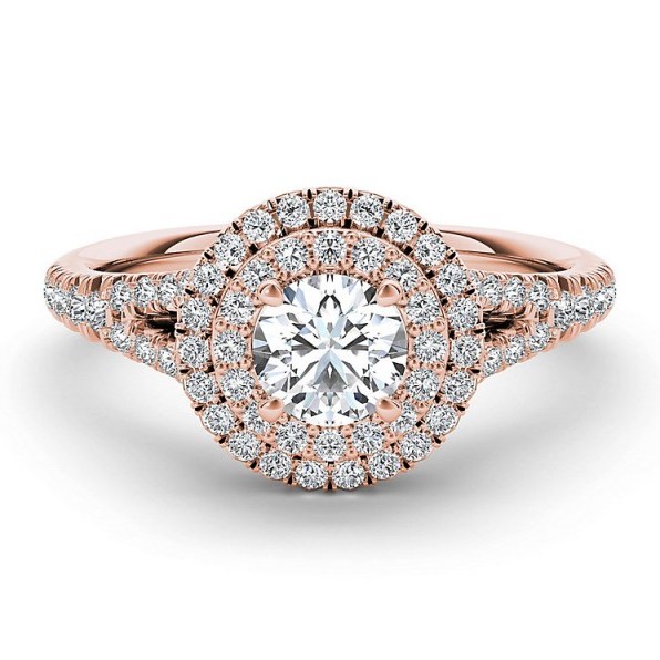 The Diamond Story 18ct rose gold 1ct diamond halo ring ~ diamonds ~ bling rings ~ engagement ~ make a statement ~ jewellery ~ jewels - flipped