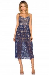 TOBY HEART GINGER – X Love Indie Bella Crochet Midi Dress in navy & nude. Sheer dresses | party fashion | occasion wear