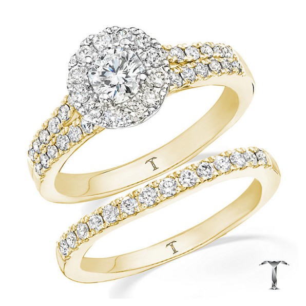 Tolkowsky 18ct gold 1ct round cut diamond bridal set ~ wedding & engagement rings ~ bling jewellery ~ jewels ~ make a statement