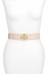 Tory Burch ‘York’ Reversible Saffiano Leather Belt beige ~ luxe looks ~ luxury style accessories ~ designer belts