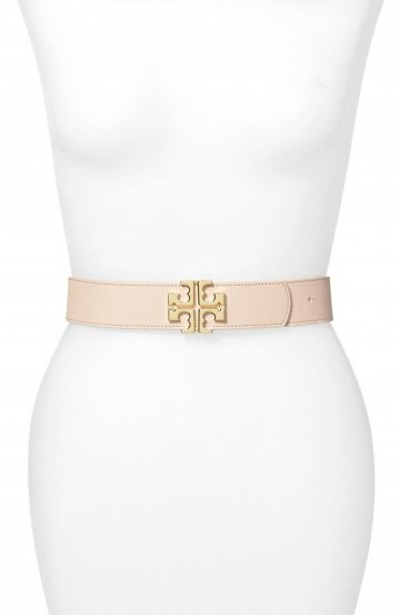 Tory Burch ‘York’ Reversible Saffiano Leather Belt beige ~ luxe looks ~ luxury style accessories ~ designer belts - flipped