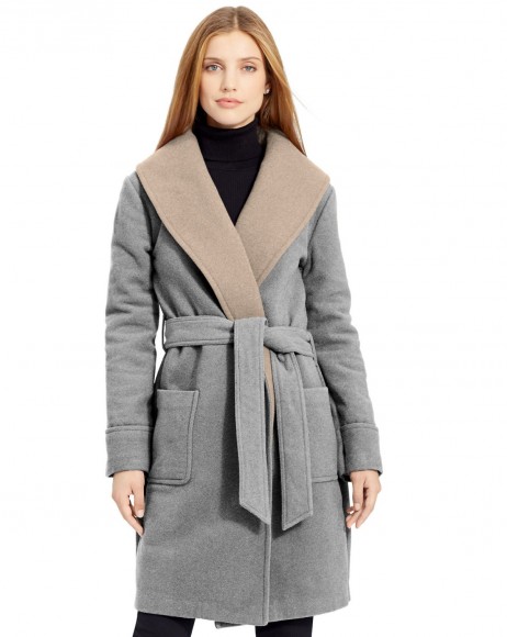 RALPH LAURENT WOOL WRAP COAT in grey heather – as worn by Sofia Vergara ...