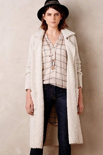 Ysabelle Belted Boucle Coat in ivory by Moth – casual chic – knitted coats – winter fashion – knitwear – neutrals – neutral colours - flipped