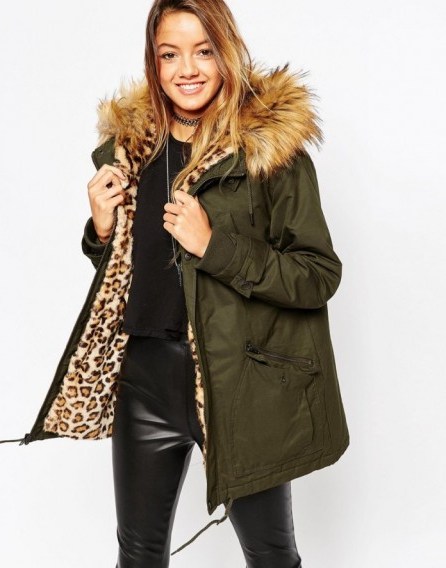 ASOS Parka with Animal Faux Fur Liner ~ winter coats ~ stylish parkas ~ warm outerwear ~ weekend fashion - flipped