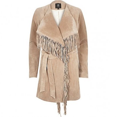 Casual luxe…River Island Beige suede fringed jacket ~ luxury looks ~ warm winter jackets - flipped