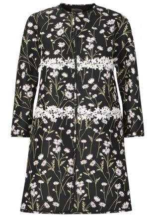 GIAMBATTISTA VALLI Black floral jacquard coat – daisy prints – flower printed coats – spring fashion – designer outerwear - flipped