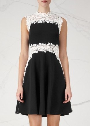 GIAMBATTISTA VALLI Black floral-trimmed crepe dress – designer party dresses – fit and flare – evening wear – occasion fashion – luxury style - flipped