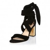 Luxe style shoes…River Island Black suede wrap mid heel sandals ~ luxury looks ~ block heels ~ ankle ties ~ going out