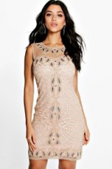 Boohoo Boutique Rosie embellished bodycon dress. Blush tones ~ pale pink party dresses ~ going out glamour ~ occasion wear ~ evening fashion