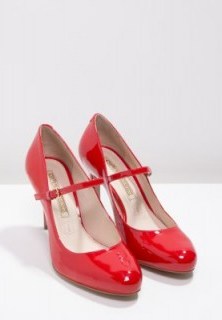 Buffalo red patent Mary Jane shoes. Classic Mary Janes ~ high heels - flipped
