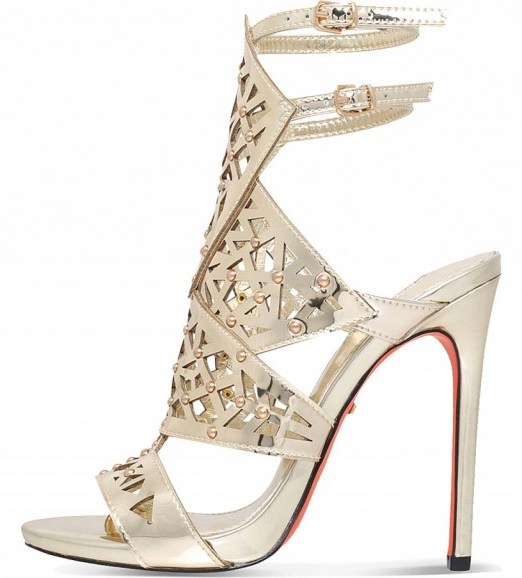 CARVELA Goose metallic sandals ~ gold metallics ~ cut out high heels ~ party shoes ~ ankle straps - flipped