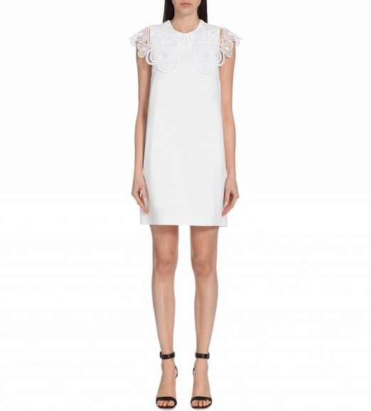 CHRISTOPHER KANE White heart lace-collar stretch-crepe dress ~ dresses ~ hearts ~ fashion - flipped