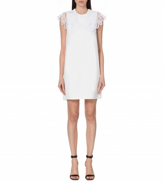 CHRISTOPHER KANE White heart lace-collar stretch-crepe dress ~ dresses ~ hearts ~ fashion