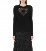 CHRISTOPHER KANE Black heart-embroidered knitted jumper ~ hearts ~ jumpers ~ fashion